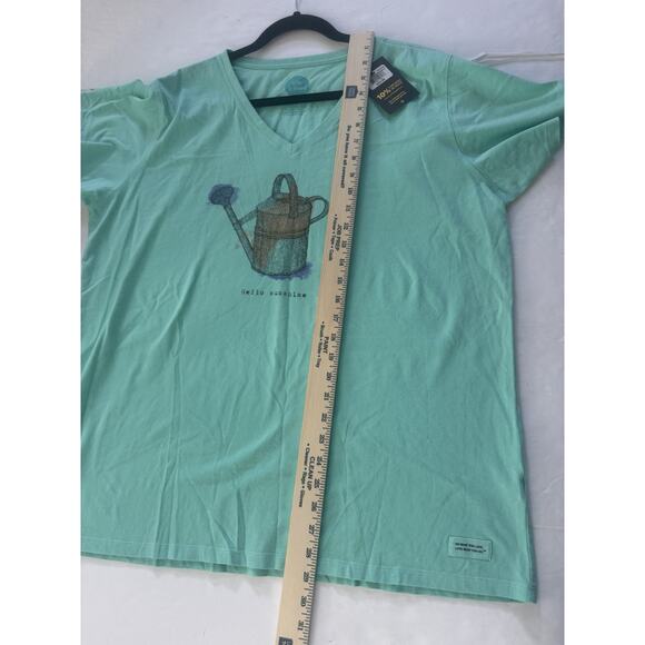 NWT Life is Good Womens XXL Hello Sunshine Watering Can Vneck Tshirt Top #5821 - Picture 9 of 12